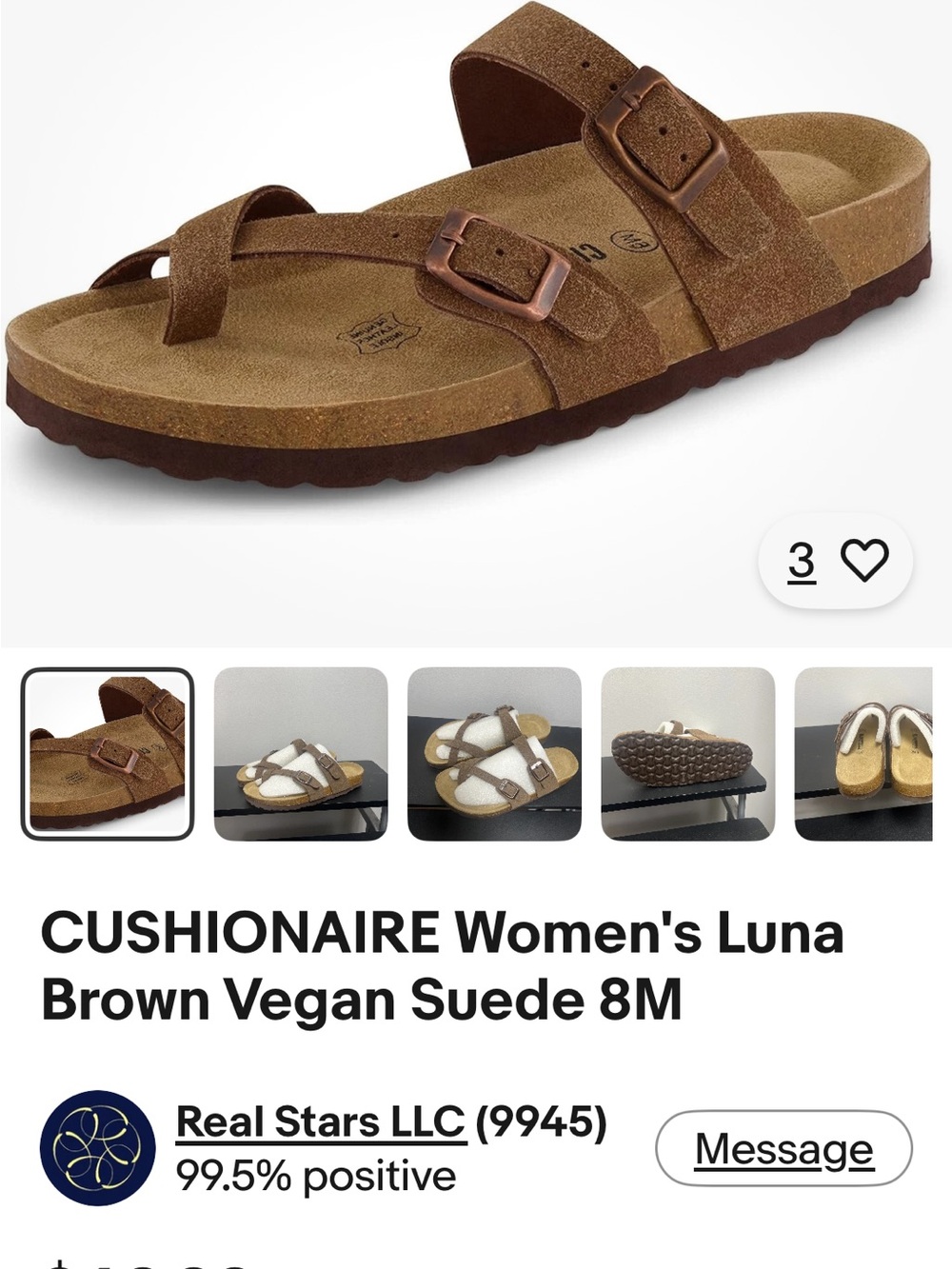 CUSHIONAIRE Women’s Luna Brown Vegan Suede Sandal